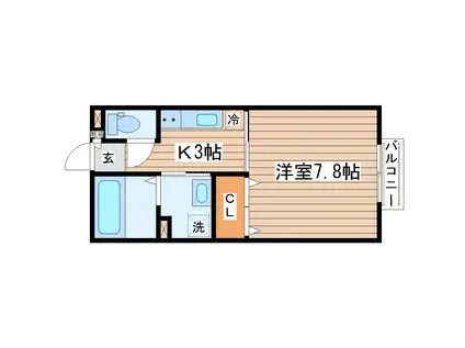 エアフォルク小松島(1K/2階)の間取り写真