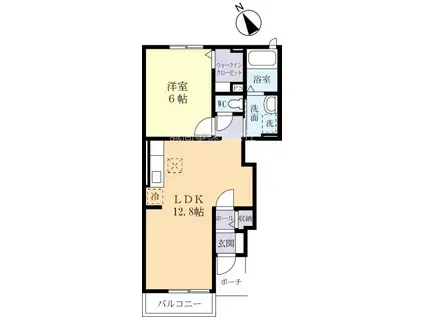 アンジュブローテ I(1LDK/2階)の間取り写真