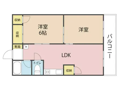 ユナイテッド新貝(2LDK/2階)の間取り写真