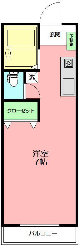 サイクルハイツ(1K/2階)の間取り写真