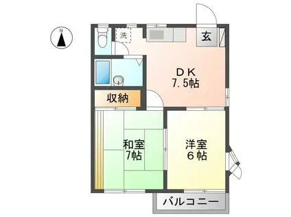 メゾン・ドゥ・リーブN(2DK/1階)の間取り写真