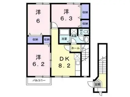 サニースクエア(3DK/2階)の間取り写真