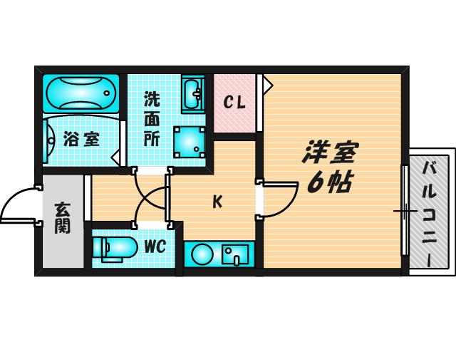 リブレ東大阪(1K/1階)の間取り写真