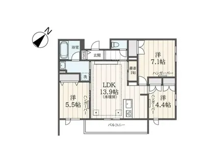 オカバ世田谷深沢ヘーベルメゾン(3LDK/3階)の間取り写真