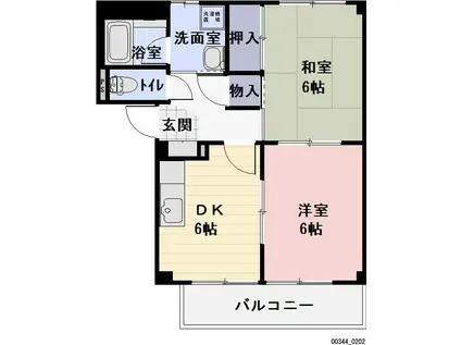 レジデンス宝積(2DK/2階)の間取り写真