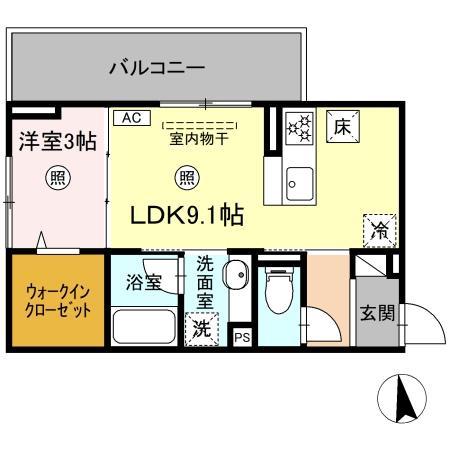 D-ROOM西町(1LDK/1階)の間取り写真