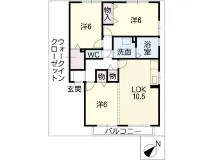 曽汀ガーデンA(3LDK/2階)の間取り写真