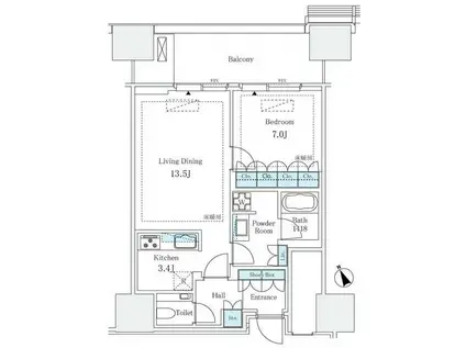 麻布台ヒルズレジデンス(1LDK/9階)の間取り写真