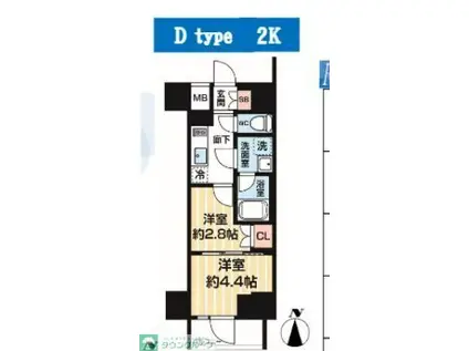 ARCOBALENO MINAMISENJU(2K/11階)の間取り写真