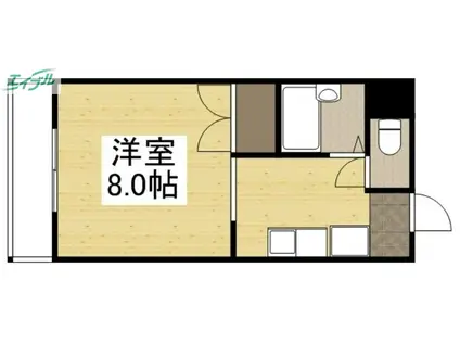 ＪＲ宇野線 備前西市駅 徒歩19分 3階建 築31年(1K/2階)の間取り写真