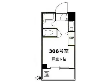 HERMITAGE 手割引 24Hゴミ出可 (ワンルーム/3階)の間取り写真