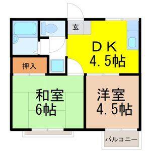コーポ岩津(2DK/2階)の間取り写真