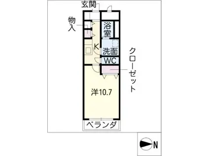 プランドール(1K/2階)の間取り写真