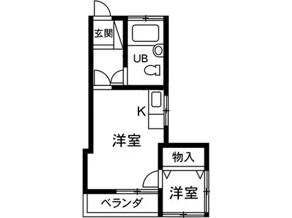 ハイツ三河(1DK/1階)の間取り写真