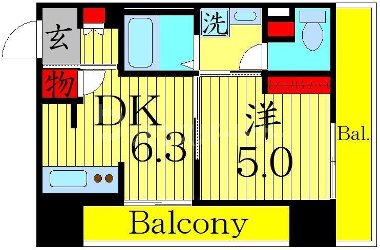 ラ・ブークル(1DK/7階)の間取り写真