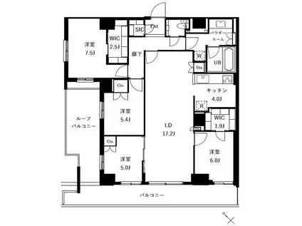 ザ・ケンジントン・レジデンスときわ台(4LDK/5階)の間取り写真