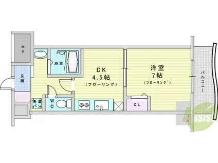 ノルデンハイム新大阪II(1DK/4階)の間取り写真