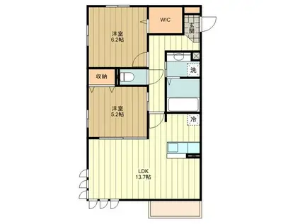 シーク・カシワ(2LDK/1階)の間取り写真