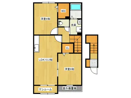 スローモーション(2LDK/2階)の間取り写真