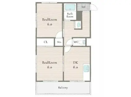 昭郷ツインハイツA(2DK/2階)の間取り写真