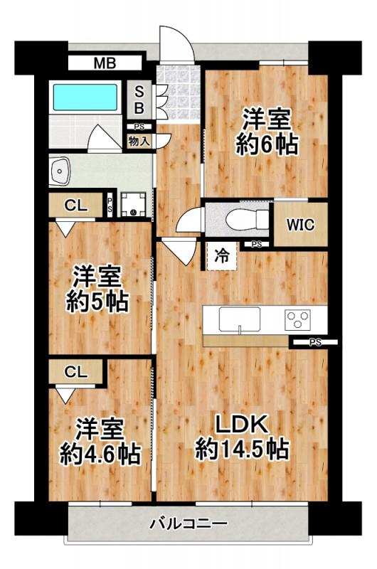 ハルモシティ(3LDK/2階)の間取り写真