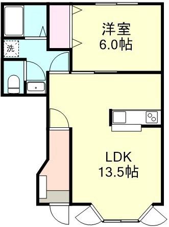 グランアルファーB棟(1LDK/1階)の間取り写真