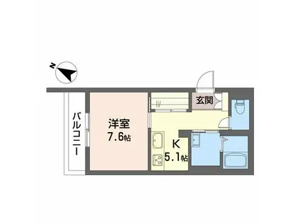 PARADISO本荘(1K/2階)の間取り写真