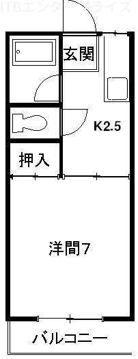 ドルフ向平(1K/1階)の間取り写真