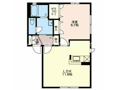 ライズコートA(1LDK/1階)の間取り写真