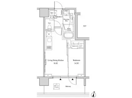 ザ・パークハビオ代々木(1LDK/6階)の間取り写真