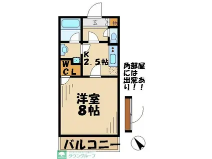 コートデューク(1K/4階)の間取り写真