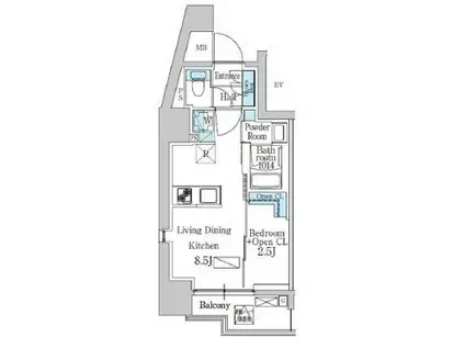 デュオフラッツ品川戸越(1LDK/2階)の間取り写真
