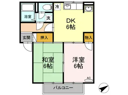 プレジール堀 A棟(2DK/1階)の間取り写真