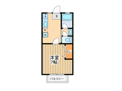 K2北里(1K/1階)の間取り写真