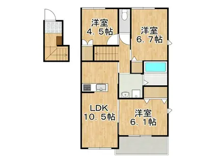 ユアメゾン益野B(3LDK/2階)の間取り写真