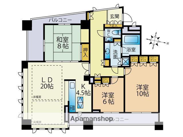 グランドヒルズ大濠一丁目(3LDK/4階)の間取り写真