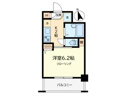 グリーンフォード自由ヶ丘(1K/4階)の間取り写真