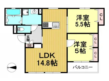 ラ・プロヴィーレ(2LDK/3階)の間取り写真