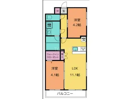 エクサ・スタチオ(2LDK/2階)の間取り写真