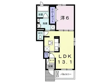 ジュリア B(1LDK/1階)の間取り写真