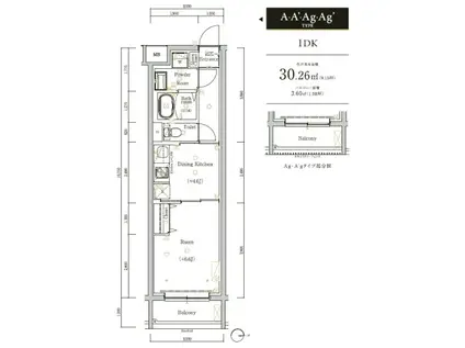 スカイコートソレア新丸子(1DK/1階)の間取り写真
