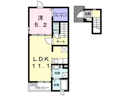 カーサ・フェリーチェ RK-II(1LDK/2階)の間取り写真