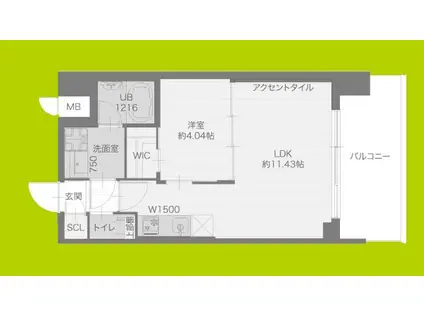 プレジオ城東(1LDK/12階)の間取り写真