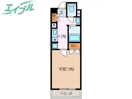 アンオゥル鵜の森(1K/3階)の間取り写真