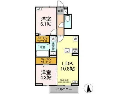 キャピタルワン(2LDK/1階)の間取り写真