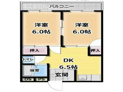 相原マンション(2DK/5階)の間取り写真
