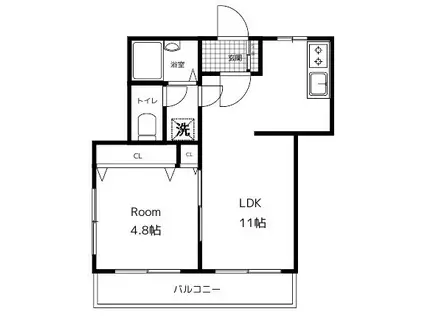 R・ストリーム(1LDK/2階)の間取り写真