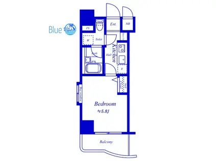 グリフィン横浜ベイグランデ ー番館(1K/2階)の間取り写真