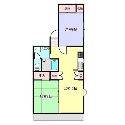 ハピネス三友A(2LDK/2階)の間取り写真