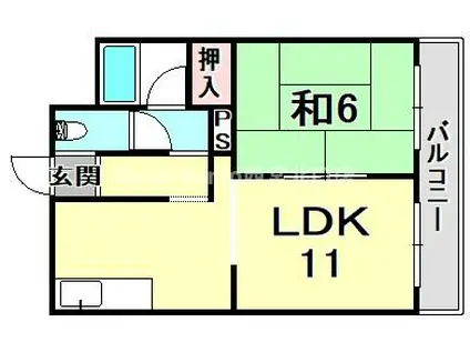 ロイヤルメゾン甲子園口III(1LDK/2階)の間取り写真